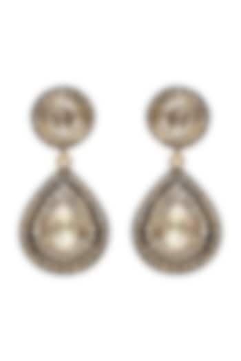 Two Tone Finish Freshwater Pearl Earrings In Sterling Silver by The Alchemy Studio