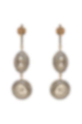 Two Tone Finish Polki Earrings In Sterling Silver by The Alchemy Studio