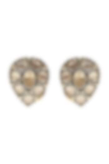 Black Rhodium & Gold Finish Earrings With Gemstones by The Alchemy Studio at Pernia's Pop Up Shop