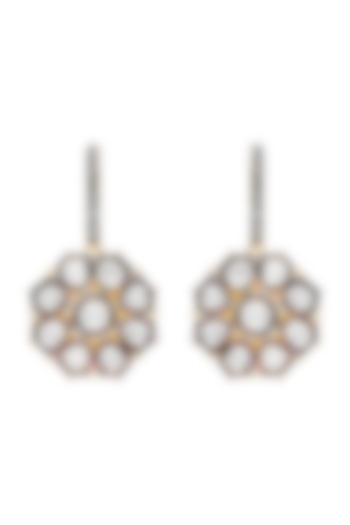 Black Rhodium & Gold Finish Earrings With Diamonds by The Alchemy Studio
