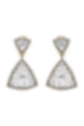 Two Tone Finish Engraved Stone Earrings In Sterling Silver by The Alchemy Studio