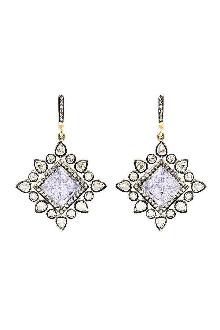 Two-Tone Finish Tanzanite Dangler Earrings In Sterling Silver by The Alchemy Studio at Pernia's Pop Up Shop