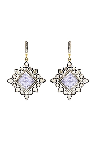 Two-Tone Finish Tanzanite Dangler Earrings In Sterling Silver by The Alchemy Studio