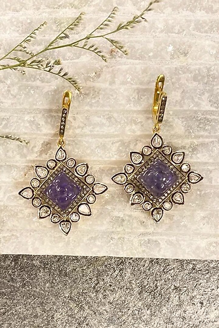Two-Tone Finish Tanzanite Dangler Earrings In Sterling Silver by The Alchemy Studio at Pernia's Pop Up Shop