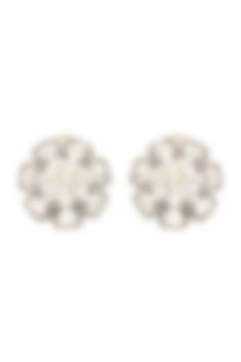 Two-Tone Finish Diamond Polki Stud Earrings In Sterling Silver by The Alchemy Studio at Pernia's Pop Up Shop