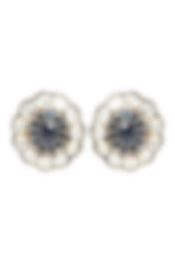 Two-Tone Finish Sapphire Stud Earrings In Sterling Silver by The Alchemy Studio at Pernia's Pop Up Shop