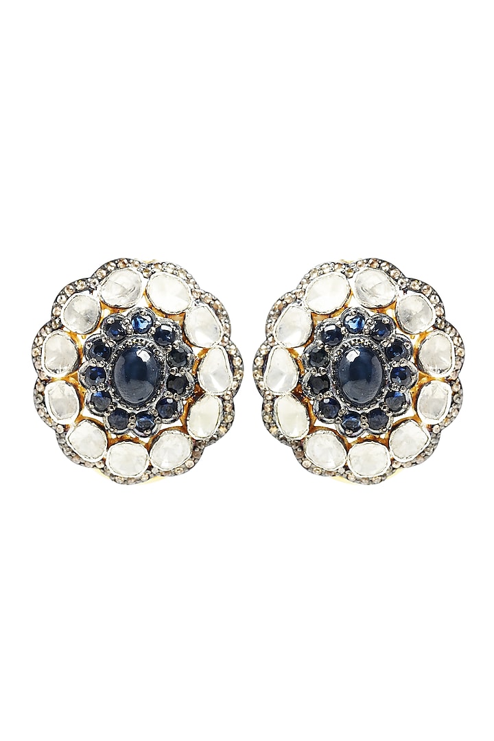 Two-Tone Finish Sapphire Stud Earrings In Sterling Silver by The Alchemy Studio at Pernia's Pop Up Shop