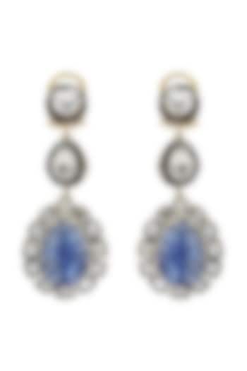 Two-Tone Finish Sapphire & Tanzanite Dangler Earrings In Sterling Silver by The Alchemy Studio