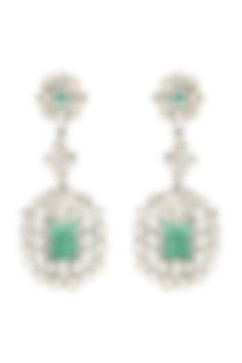 Two-Tone Finish Zambian Emerald Dangler Earrings In Sterling Silver by The Alchemy Studio at Pernia's Pop Up Shop