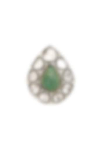 Two-Tone Finish Emerald Ring In Sterling Silver by The Alchemy Studio at Pernia's Pop Up Shop