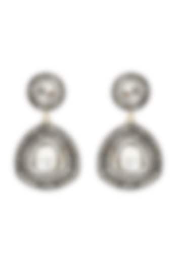 Two-Tone Finish Polki & Uncut Diamond Stud Earrings In Sterling Silver by The Alchemy Studio