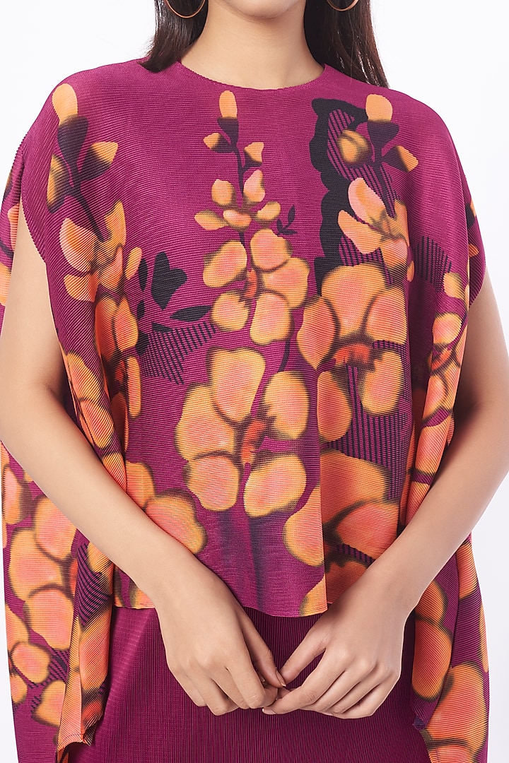 Purple Vacation Dress With Floral Cape by Tasuvure at Pernia's Pop Up Shop