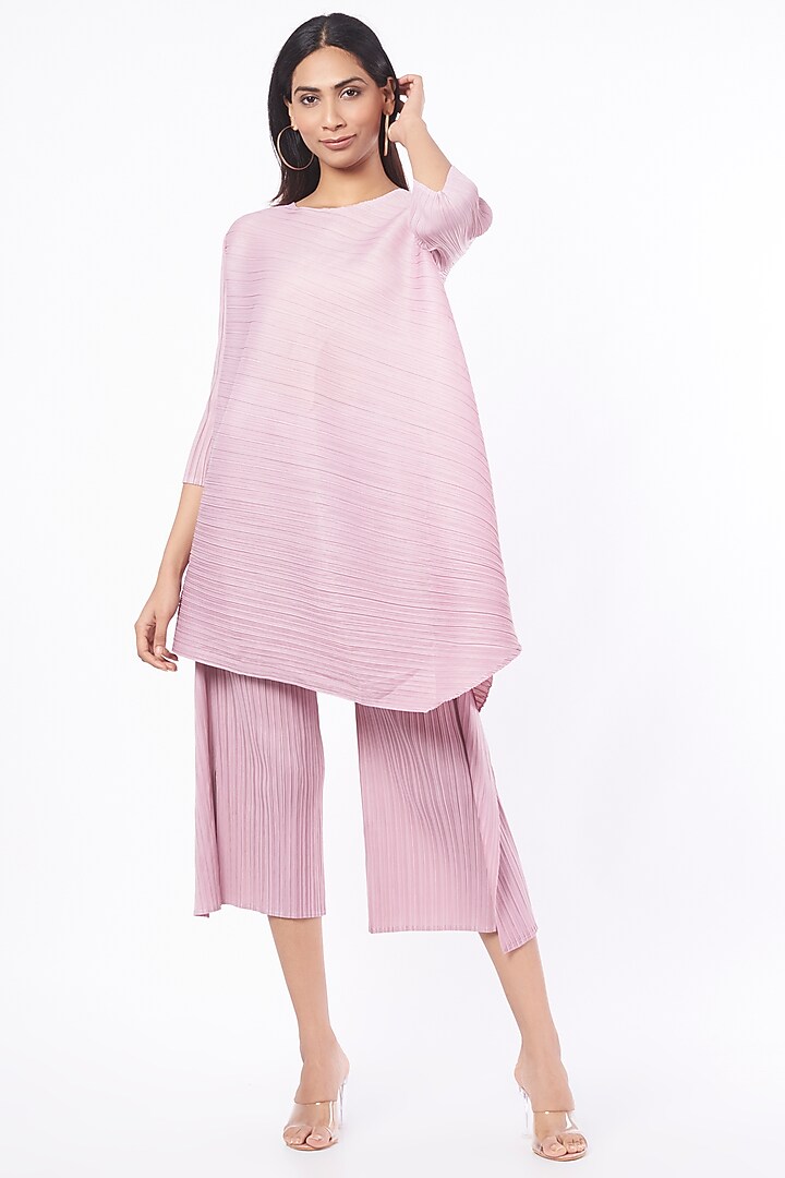 Blush Pink Pleated Co-Ord Set by Tasuvure at Pernia's Pop Up Shop