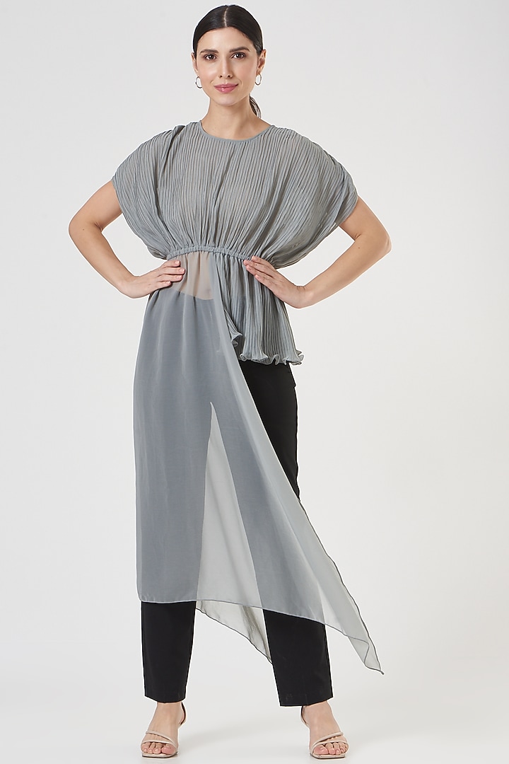 Grey Pleated Top by Tasuvure at Pernia's Pop Up Shop