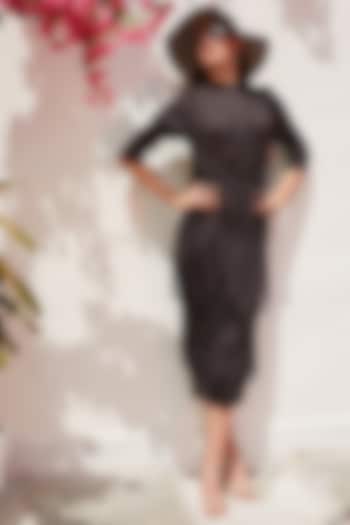 Smoked Grey Summer Dress With Fringes by Tasuvure at Pernia's Pop Up Shop