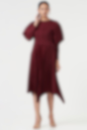 Maroon Polyester Dress by Tasuvure