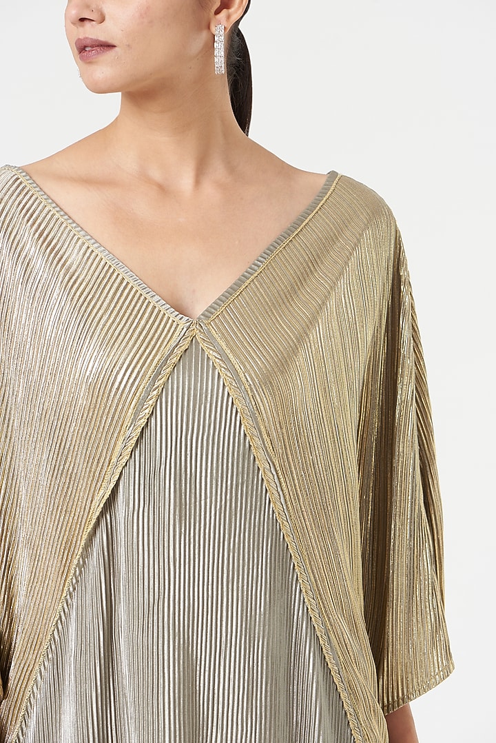 Sage Green Pleated Polyester Summer Dress by Tasuvure at Pernia's Pop Up Shop