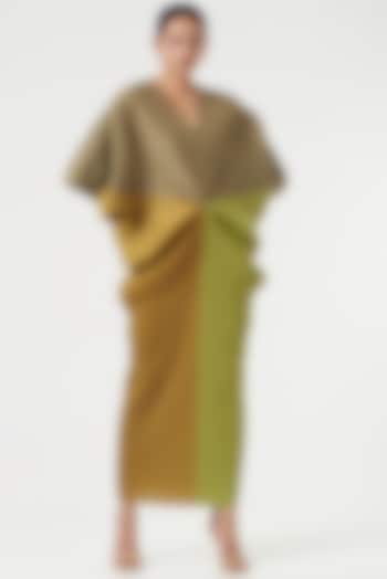 Olive Green Polyester Kimono Summer Dress by Tasuvure at Pernia's Pop Up Shop