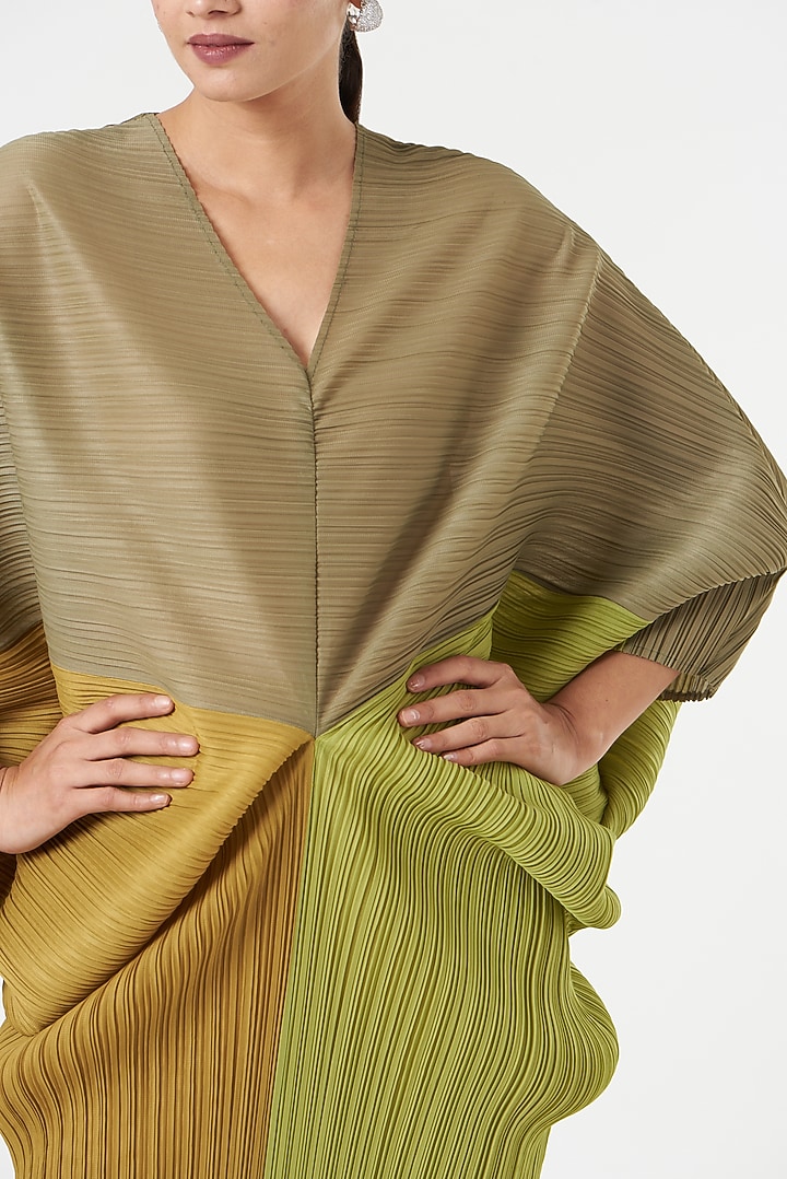 Olive Green Polyester Kimono Summer Dress by Tasuvure at Pernia's Pop Up Shop