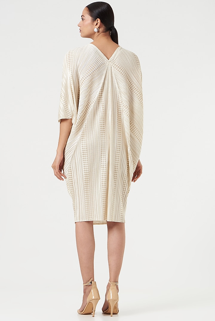 White Polyester Striped Summer Dress by Tasuvure at Pernia's Pop Up Shop