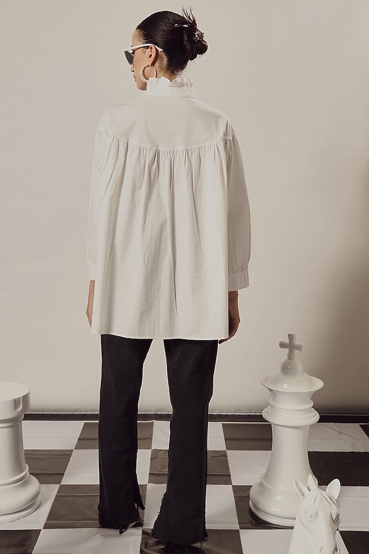 White Mix Cotton Shirt by Tasuvure at Pernia's Pop Up Shop