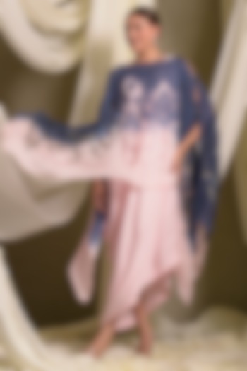 Pink & Blue Satin Cape Vacation Dress by Tasuvure at Pernia's Pop Up Shop