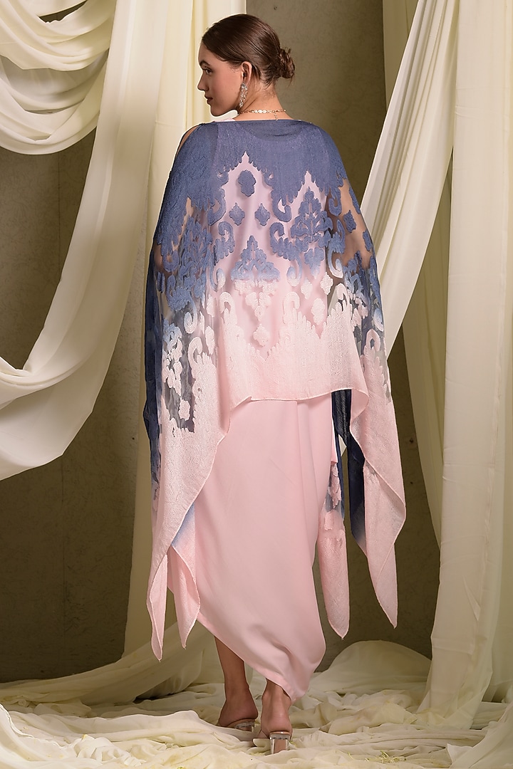 Pink & Blue Satin Cape Vacation Dress by Tasuvure at Pernia's Pop Up Shop