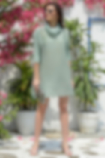 Sage Green Embellished Dress by Tasuvure