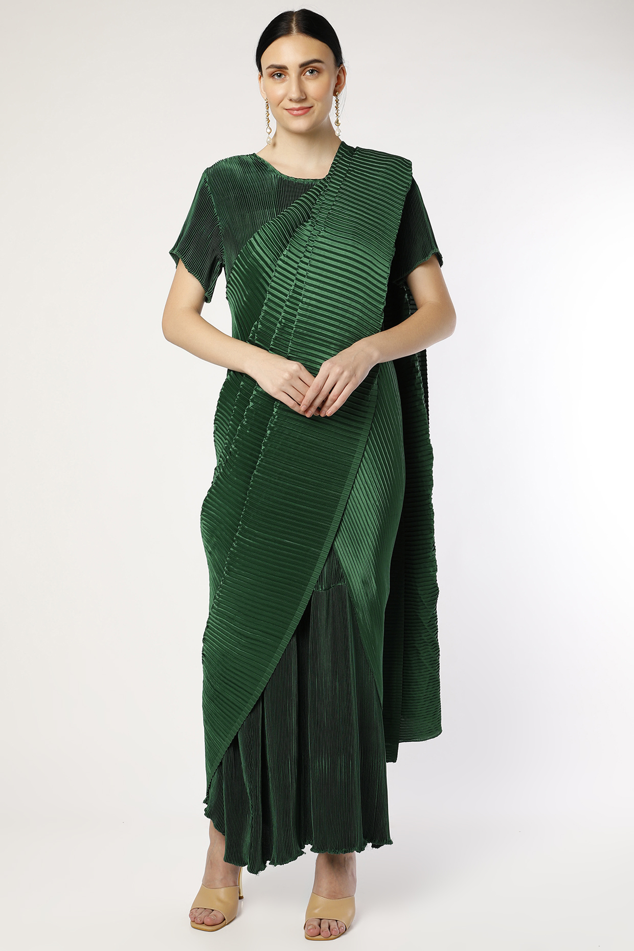 Emerald Green Polyester Party Wear Saree by Tasuvure Indes at Pernia's Pop Up Shop