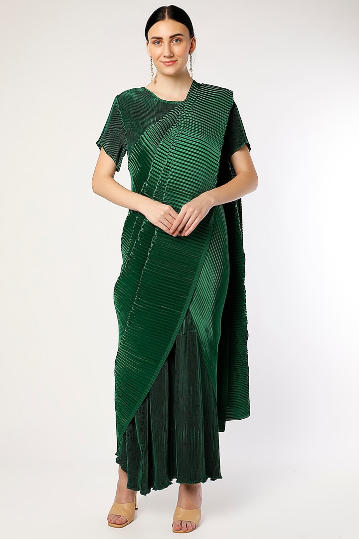 Emerald Green Polyester Party Wear Saree by Tasuvure Indes at Pernia's Pop Up Shop