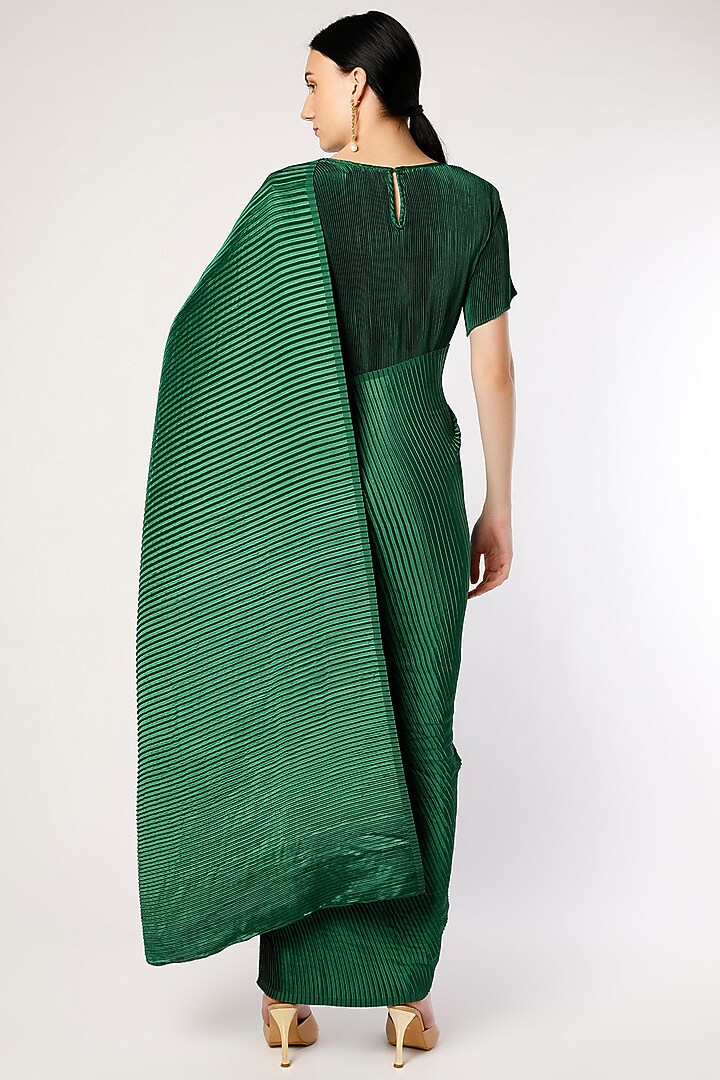 Emerald Green Polyester Party Wear Saree by Tasuvure Indes at Pernia's Pop Up Shop