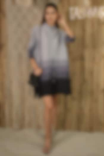 Grey Pleated Fabric Shirt Dress by Tasuvure at Pernia's Pop Up Shop