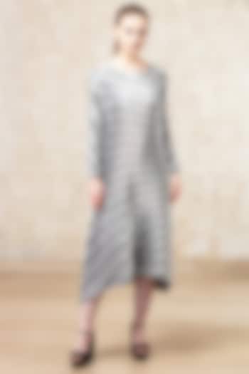 Silver Pleated Satin Summer Dress by Tasuvure at Pernia's Pop Up Shop