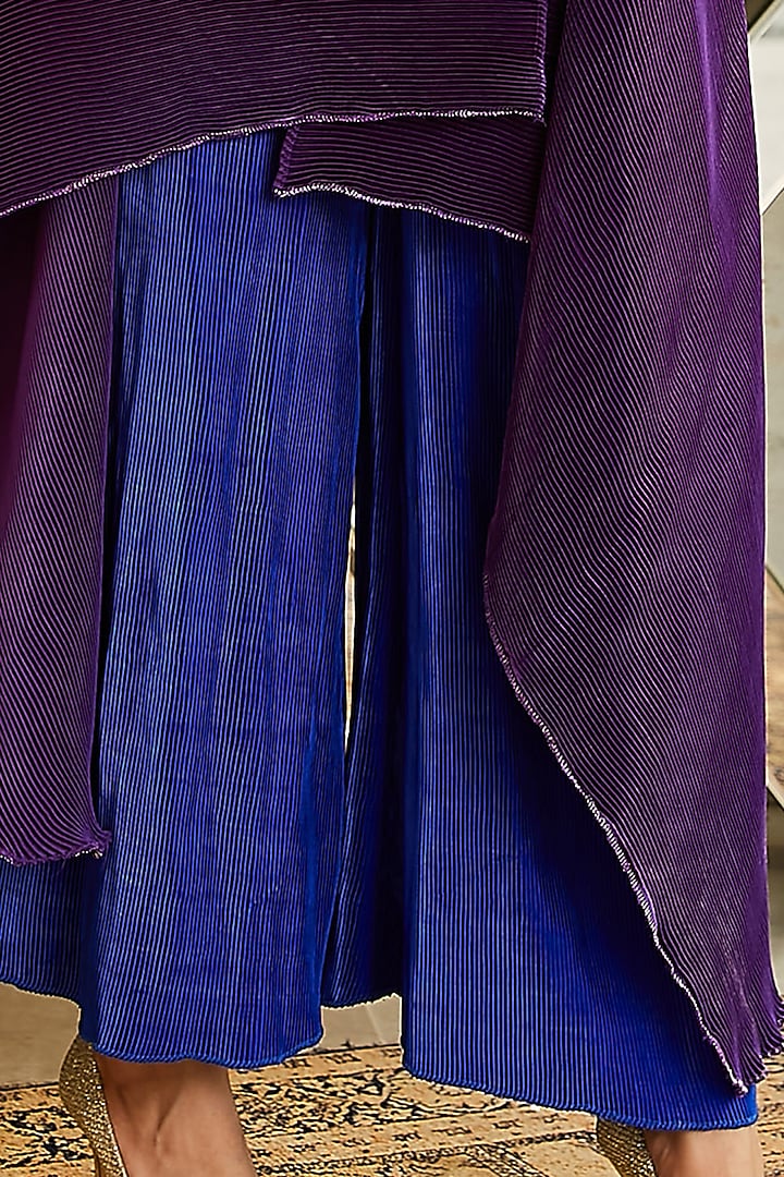 Purple Tunic Set In Pleated Polyester by Tasuvure Indes at Pernia's Pop Up Shop