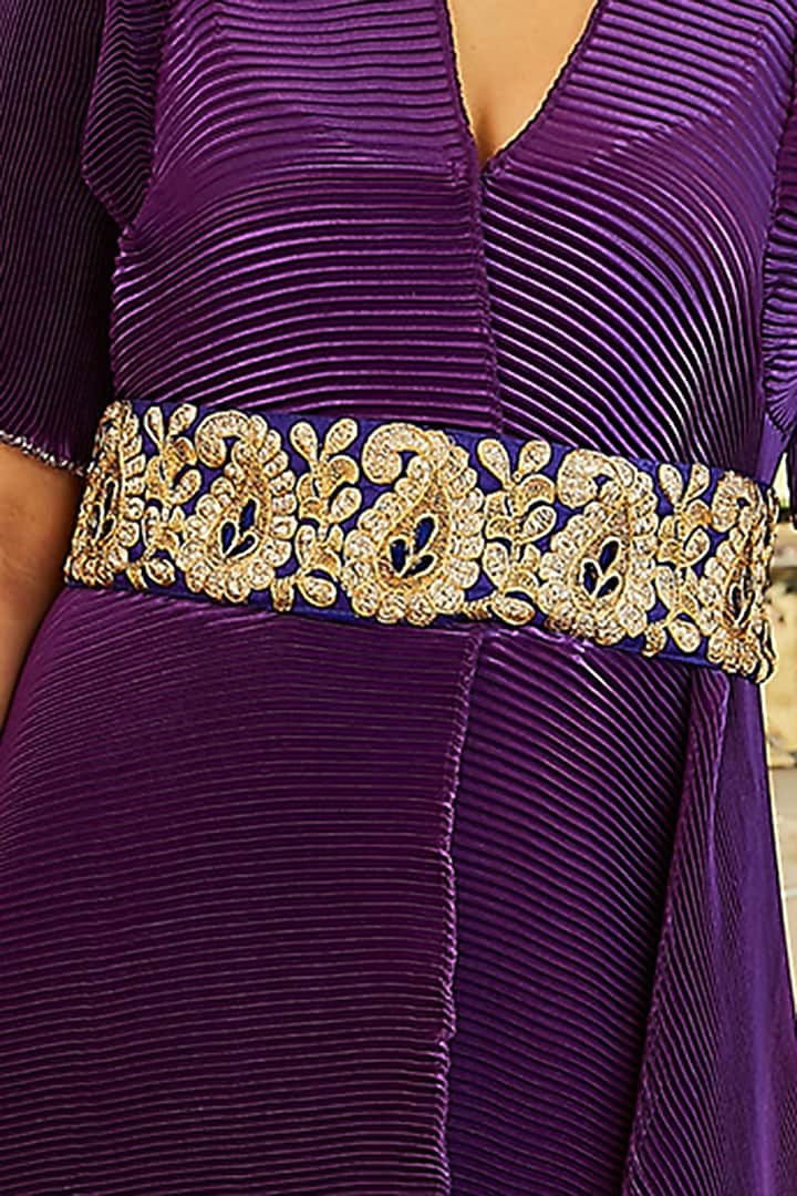 Purple Tunic Set In Pleated Polyester by Tasuvure Indes at Pernia's Pop Up Shop