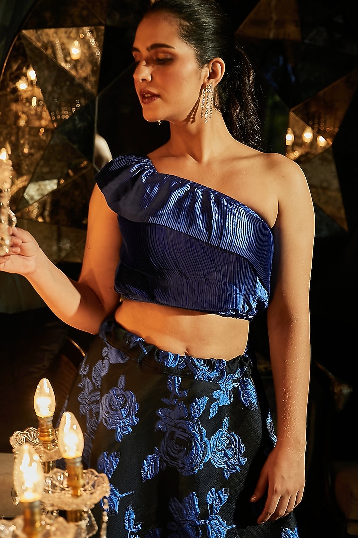 Admiral Blue Polyester Cocktail Skirt Set by Tasuvure Indes at Pernia's Pop Up Shop
