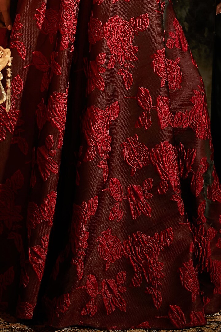 Ruby Red Polyester Cocktail Skirt Set by Tasuvure Indes at Pernia's Pop Up Shop