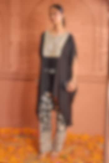 Black Satin Silk Co-Ord Set by Tasuvure at Pernia's Pop Up Shop