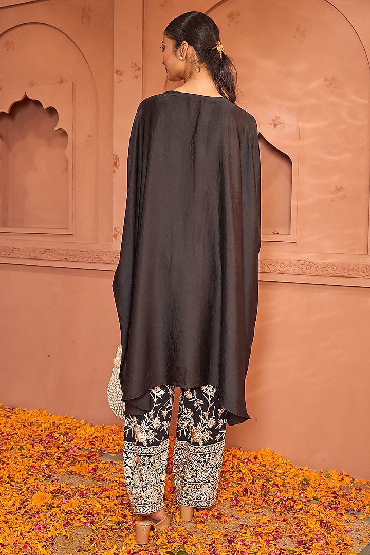 Black Satin Silk Co-Ord Set by Tasuvure at Pernia's Pop Up Shop