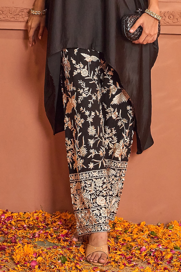 Black Satin Silk Co-Ord Set by Tasuvure at Pernia's Pop Up Shop
