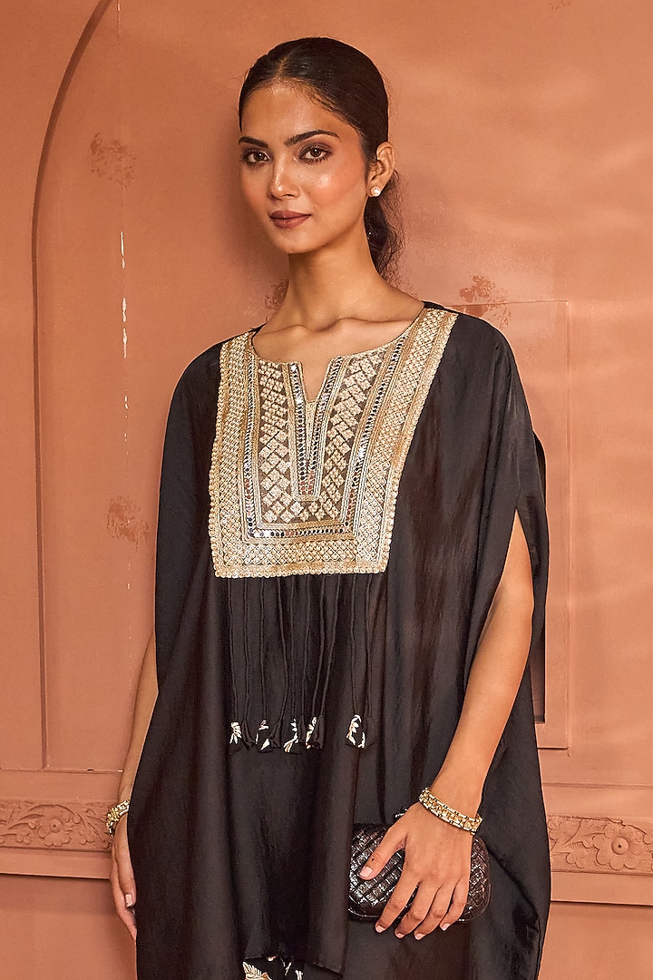 Black Satin Silk Co-Ord Set by Tasuvure at Pernia's Pop Up Shop