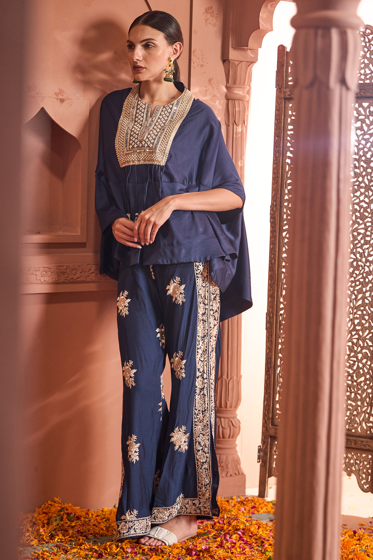 Blue Georgette Co-Ord Set by Tasuvure at Pernia's Pop Up Shop