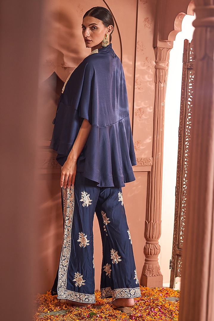 Blue Georgette Co-Ord Set by Tasuvure at Pernia's Pop Up Shop