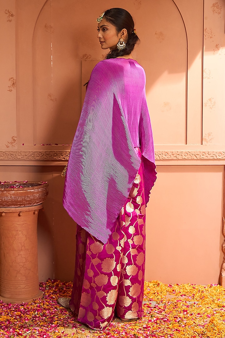 Hibiscus Brocade Gharara Set by Tasuvure at Pernia's Pop Up Shop