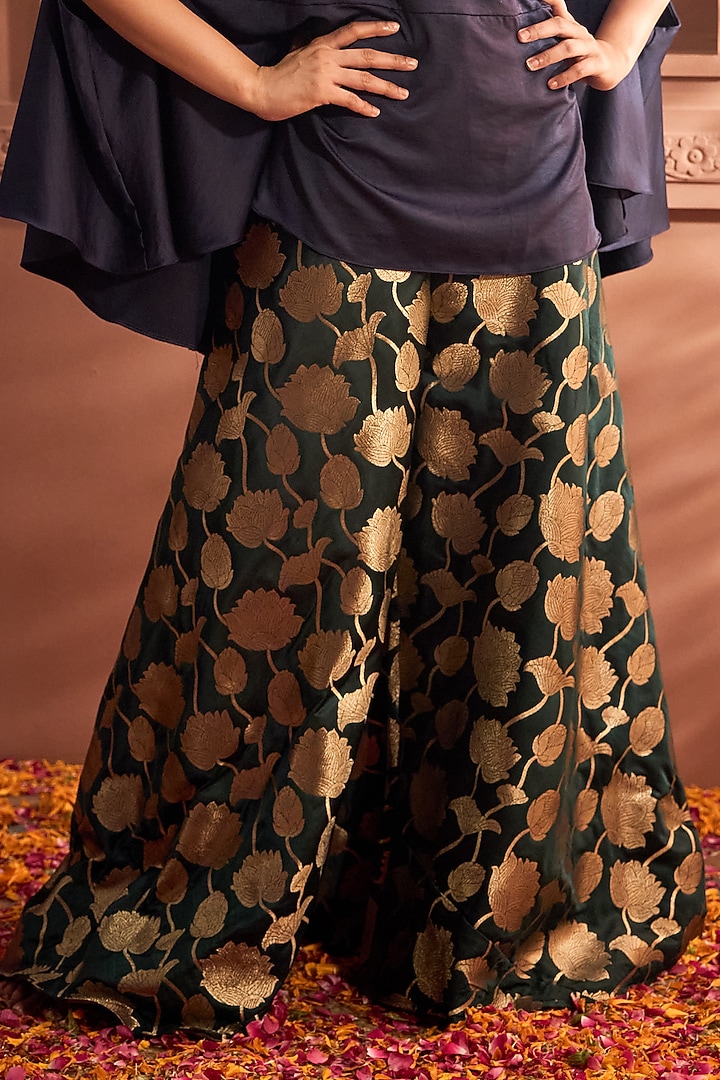 Blue Banarasi Embroidered Kaftan Set by Tasuvure at Pernia's Pop Up Shop
