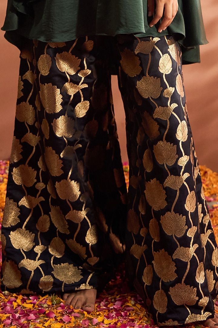 Green Brocade Silk Embroidered Cape Set by Tasuvure at Pernia's Pop Up Shop