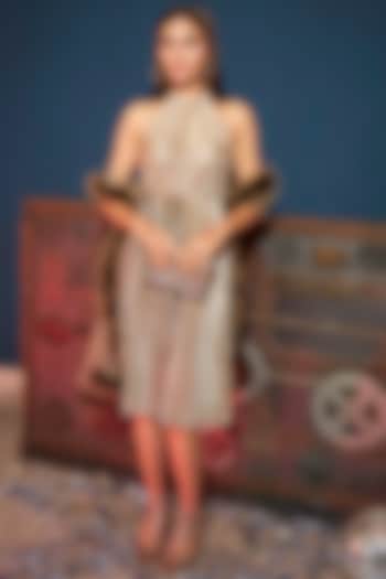 Black Striped Satin Mini Vacation Dress by Tasuvure at Pernia's Pop Up Shop