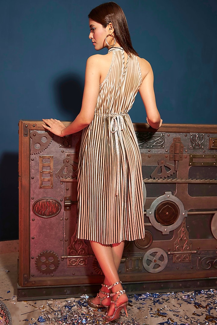 Black Striped Satin Mini Vacation Dress by Tasuvure at Pernia's Pop Up Shop