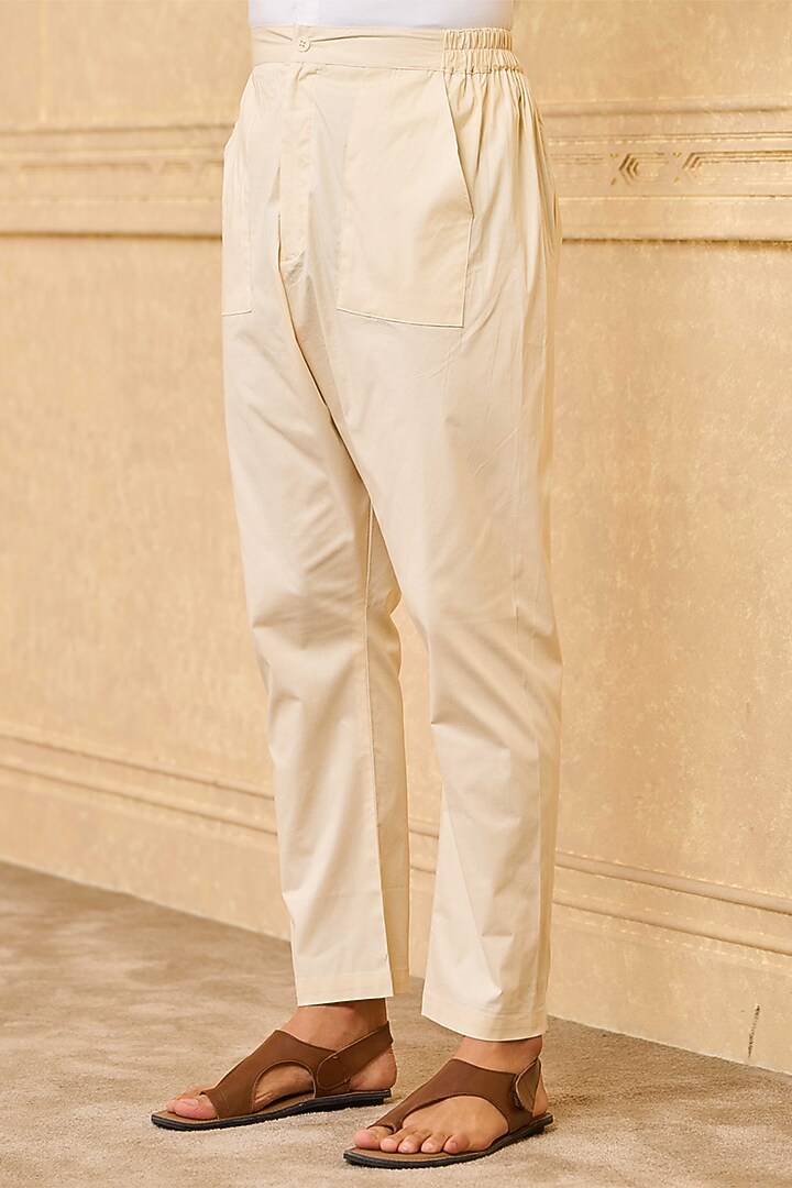 Gold Cotton Blend Aligarhi Pants by TASVA at Pernia's Pop Up Shop