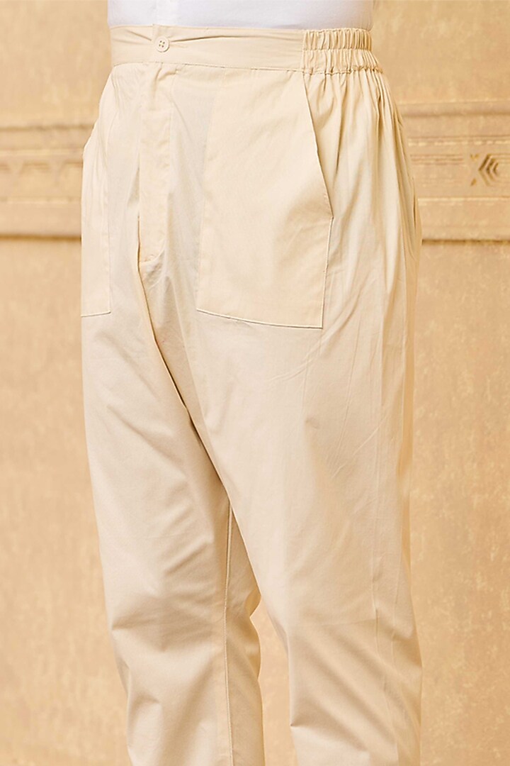 Gold Cotton Blend Aligarhi Pants by TASVA at Pernia's Pop Up Shop